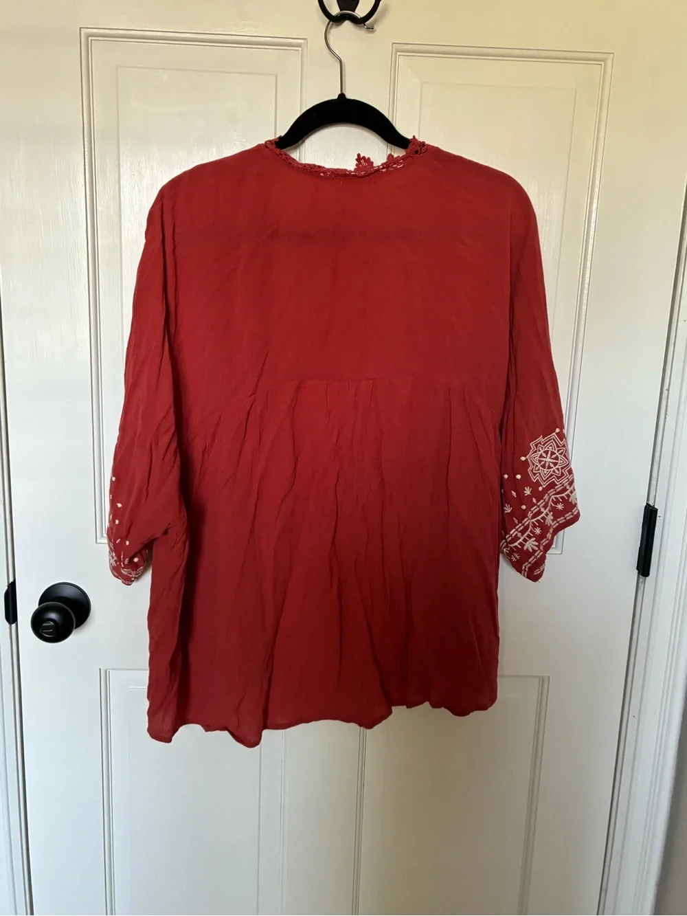 Xhilaration Brick Red Open-Front Embroidered Tunic